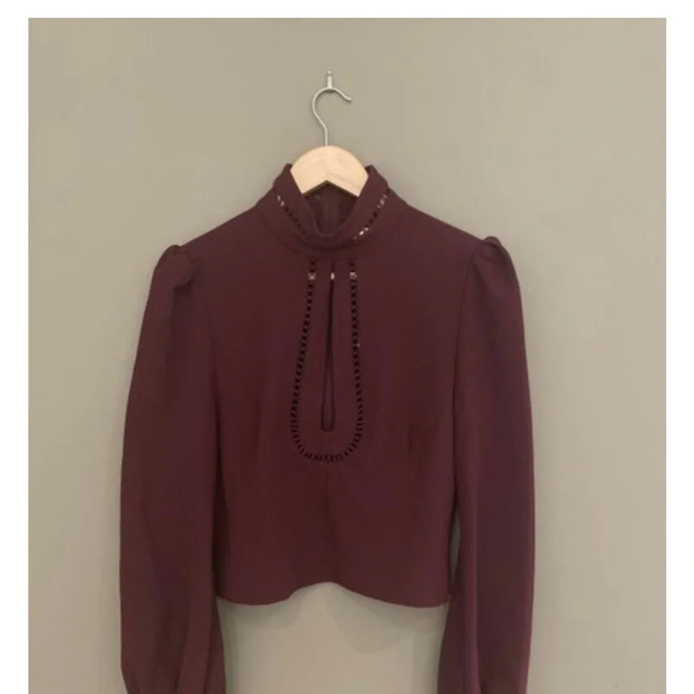 Zimmerman Women's Lace-Trim Blouse - Burgundy - Picture 5 of 5